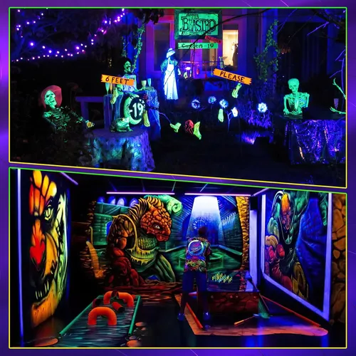 Miniatura 6 de Luz LED negra portátil USB de alta calidad, soporte de escritorio con cable de 5 pies + interruptor, brilla en la oscuridad para Halloween, fiesta