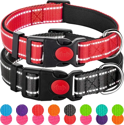 Miniatura 18 de Paquete de 2 collares reflectantes para perros medianos, hembras, machos, collares de nailon para cachorros, perros pequeños y grandes, con hebilla