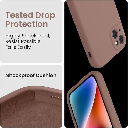 Miniatura 4 de FireNova Funda diseñada para iPhone 13, funda de silicona mejorada [protección de cámara] con [2 protectores de pantalla], forro interior de Marrón