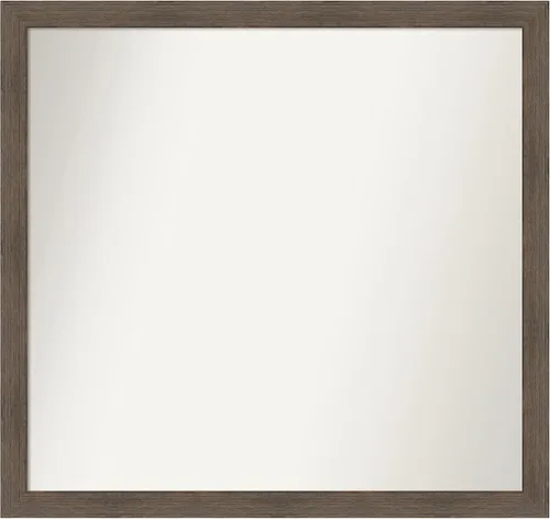 Miniatura 386 de Amanti Art Espejo de pared personalizado no biselado (24 x 27 pulgadas), marco estrecho de nogal chipre - varios tamaños personalizados - Espejo