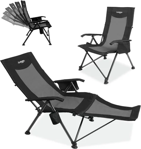 Miniatura 10 de Silla de camping reclinable para adultos, resistente, sillas reclinables plegables con respaldo alto ajustable de 6 posiciones, sillas de patio