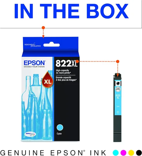 Miniatura 3 de Epson T822 DURABrite Ultra Ink Cartucho cian de alta capacidad (T822XL220-S) para impresoras Workforce Pro seleccionadas y cartucho magenta de alta