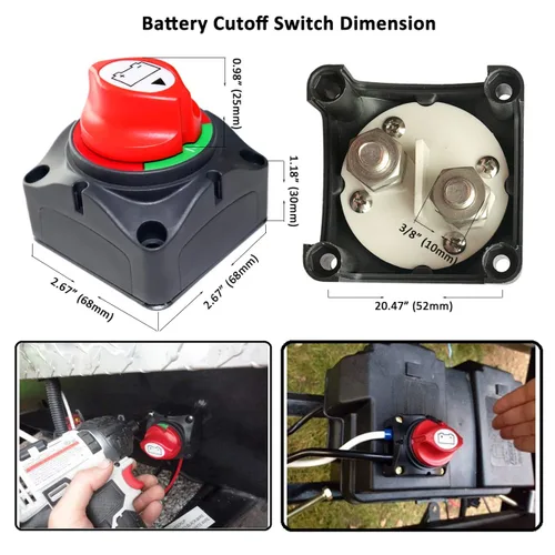 Miniatura 5 de Interruptor maestro de desconexión de batería, 12 V-48 V, impermeable, interruptor de apagado de encendido y apagado, 275 amperios de alta corriente