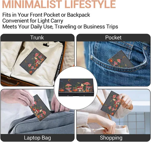 Miniatura 93 de BONSYL® Soporte para tarjetas de crédito, cartera delgada de metal con bloqueo RFID, con 6 ranuras para tarjetas, para mujeres y hombres.