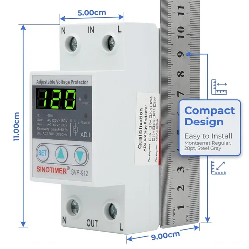 Miniatura 7 de Interruptor inteligente, protector de corte de bajo voltaje ajustable de 120 V CA, protector de voltaje sobre y debajo del voltaje, estabilizador