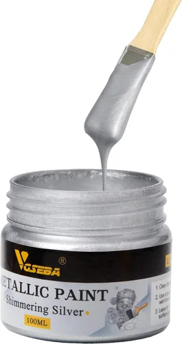 Pintura acrílica de plata metálica, no tóxica, no se decolora, 3.5 onzas líquidas, pintura de hoja de plata para arte, pintura, manualidades, ideal