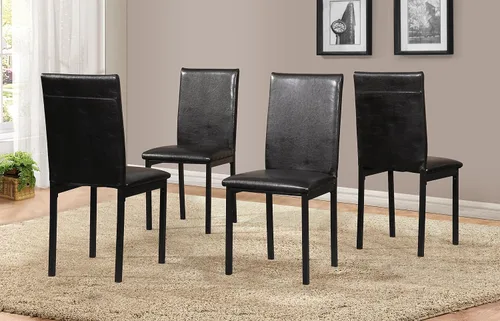Miniatura 5 de Roundhill Furniture Noyes - Silla de comedor de piel sintética con marco de metal, juego de 4, color negro