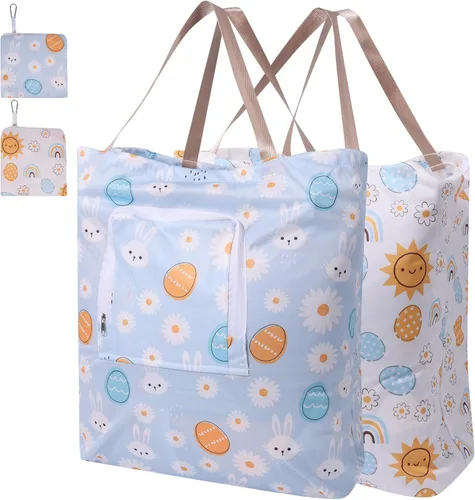 Miniatura 10 de Paquete de 2 bolsas de lavandería de viaje con asa y cordón, bolsas plegables expandibles para ropa sucia con gancho y cremallera, 23 x 20 pulgadas