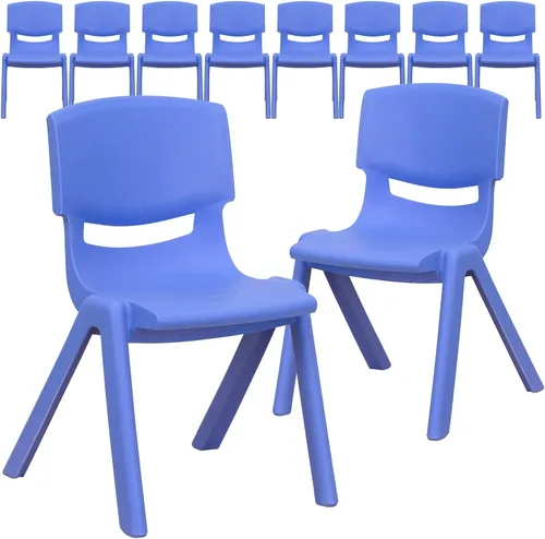 Miniatura 15 de Flash Furniture Whitney - Paquete de 10 sillas escolares apilables de plástico rojo con altura de asiento de 12 pulgadas