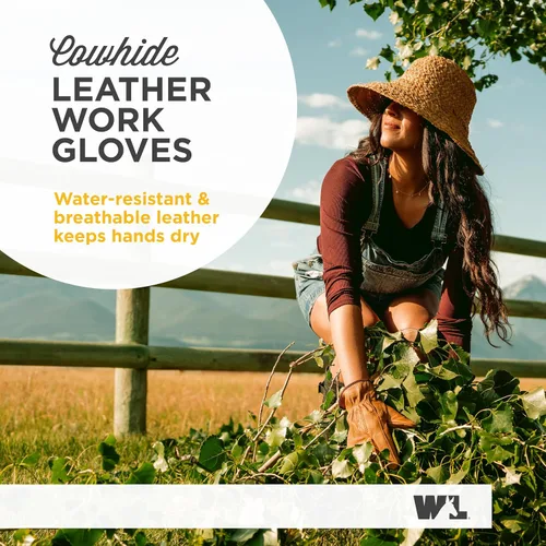 Miniatura 2 de Wells Lamont HydraHyde - Guantes de trabajo de cuero resistentes al agua para mujer, parche de palma reforzado