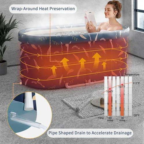 Miniatura 5 de Bañera portátil, bañera plegable independiente, bañera japonesa de remojo, bañera para cabina de ducha, bañera de hidromasaje plegable para baño
