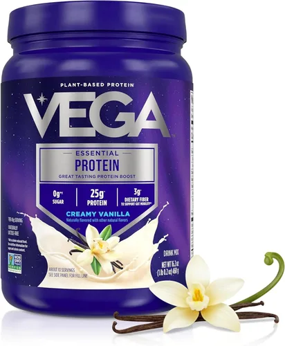 Miniatura 18 de Vega Original Essential Protein - 25g de proteína vegetal, vainilla cremosa, 20 porciones, mezcla para bebida vegana sin OMG, lista para batidos