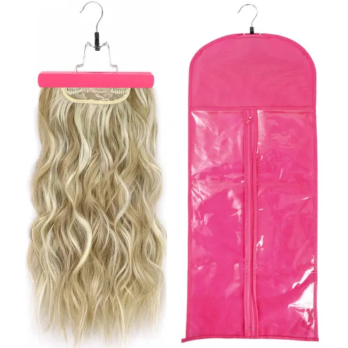 Miniatura 10 de 2 soportes para extensiones de cabello, bolsa de almacenamiento extra larga para peluca con colgador, almacenamiento de extensiones de cabello