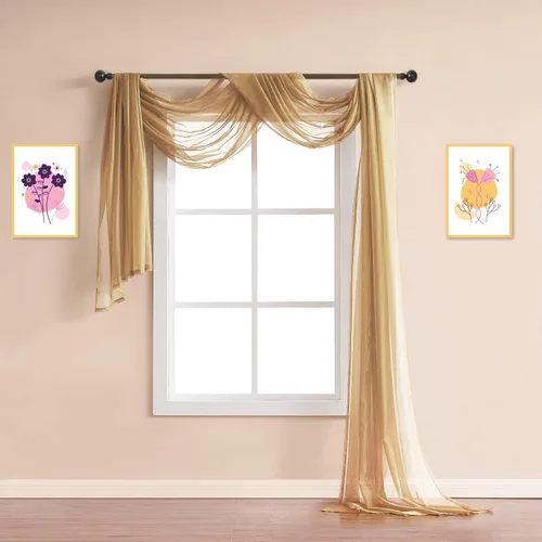 Miniatura 27 de Warm Home Designs Bufanda transparente de 24 pies de largo color azul polvoriento. Estas bufandas de cenefa de longitud XXL de 54 x 288 pulgadas