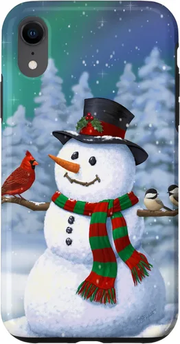 Miniatura 33 de Funda para iPhone 17 con diseño de muñeco de nieve y pájaros en invierno