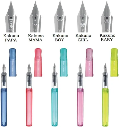 Miniatura 6 de Pilot - Pluma estilográfica Kakuno Family Series Kakuno Mama, punta fina roja transparente FKA-1SR-KMR-F con adhesivo Kanji LOVE de 5.15 x 0.59 x