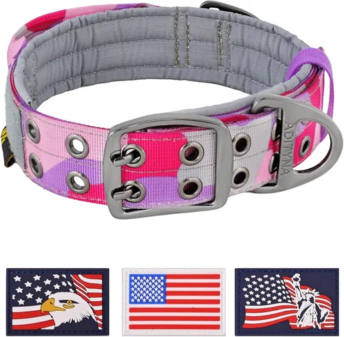 Miniatura 34 de ADITYNA Collar de perro resistente para perros grandes, collar naranja reflectante con asa para entrenar y caminar, ancho, grueso, táctico
