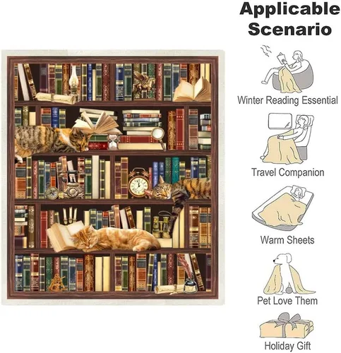 Miniatura 3 de Manta de lectura, regalos para amantes de los libros, regalos para mujeres amantes de los libros, manta de regalos de bibliotecario, ideas