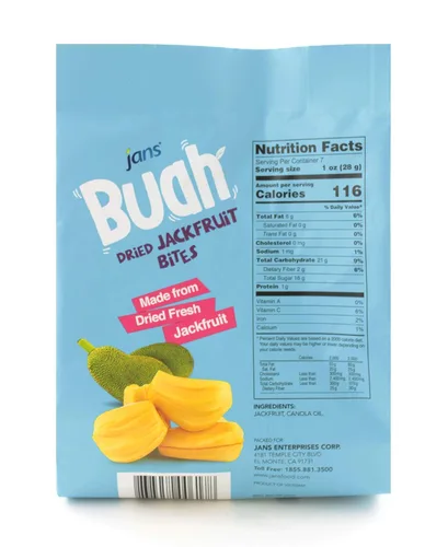 Miniatura 2 de Jans Buah Chips de Jaca Deshidratada 7.05 oz (Paquete de 6) Chips de Fruta de Jaca – Bocadillo de Fruta Real – Sin Gluten, Dulce y Crujiente