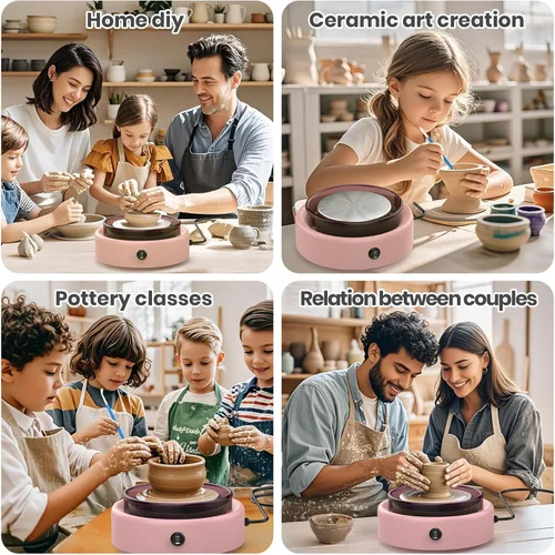 Miniatura 6 de Skirfy Mini Torno de Alfarería para Principiantes Adultos con Pedal de Pie, Máquina de Cerámica de 9.5" para Niños, Manualidades que Brillan