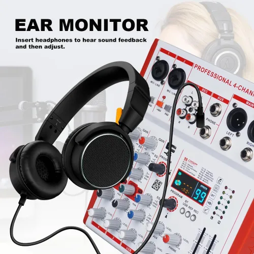 Miniatura 9 de MW-4 Profesional 4-Canal USB Mezclador de Audio Bluetooth 5.0 99 Sonido Portátil para DJ/En Vivo/Grabación/Canción K