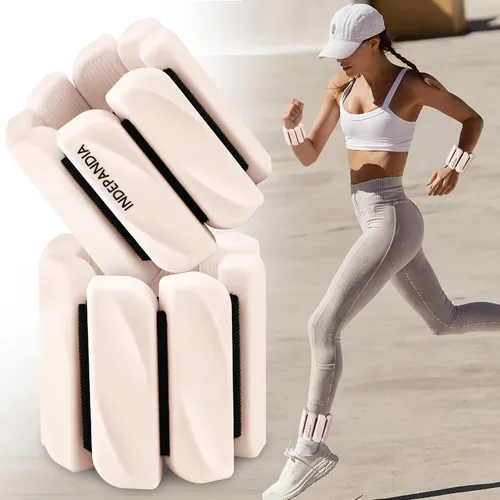 Pesas de muñeca y tobillo para mujeres y hombres, pares de 2 libras/4 libras, brazaletes ajustables de silicona con peso para entrenamientos de Beige