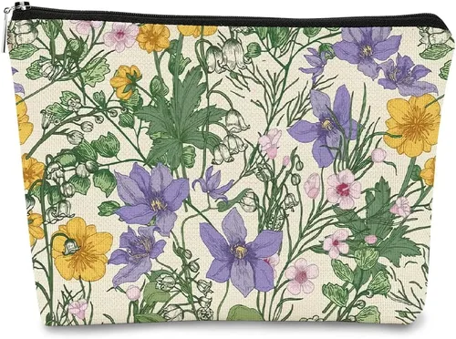 Bolsa de maquillaje floral, bolsa de cosméticos de flores, bolsa de maquillaje estética, bolsa de maquillaje pequeña, bolsa de maquillaje para Flor 1