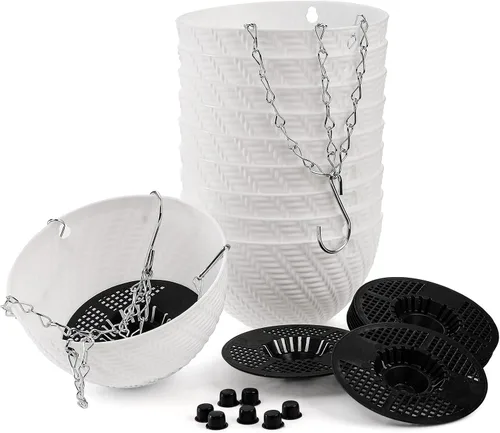 Miniatura 3 de Foraineam 10 macetas colgantes de 6 pulgadas, maceta de jardín con riego automático, mini macetas para suculentas con cadena para colgar