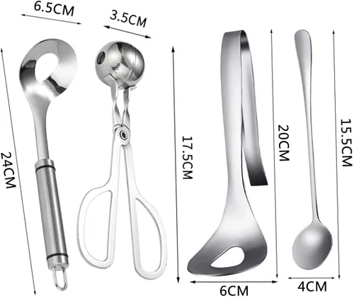 Miniatura 2 de Juego de 4 cucharas de albóndigas para hacer albóndigas, herramienta antiadherente para hacer albóndigas, cucharas de albóndigas con mango largo