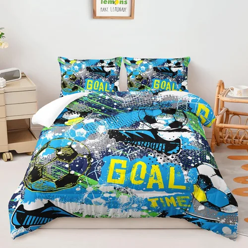 Miniatura 21 de AILONEN Juego de edredón de béisbol tamaño individual, juego de ropa de cama para niños, cama deportiva para niños en una bolsa, 1 juego de edredón