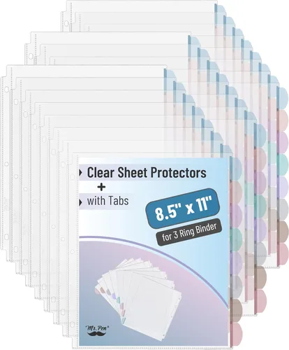 Miniatura 10 de Mr. Pen - Protectores de hojas transparentes con pestañas, 8 pestañas, 2 juegos, divisores de plástico transparente para carpeta de 3 anillas