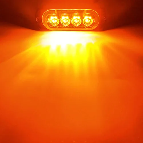 Miniatura 7 de 4 luces estroboscópicas de emergencia ultrafinas de 4 LED, montaje en superficie universal, 12-24 V, advertencia de emergencia, baliza