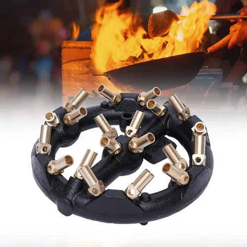 Miniatura 3 de TFCFL Quemador de chorro, 20 puntas G1/2, boquilla de forma redonda, cuerpo de hierro fundido de gas natural con puntas de latón para wok chino