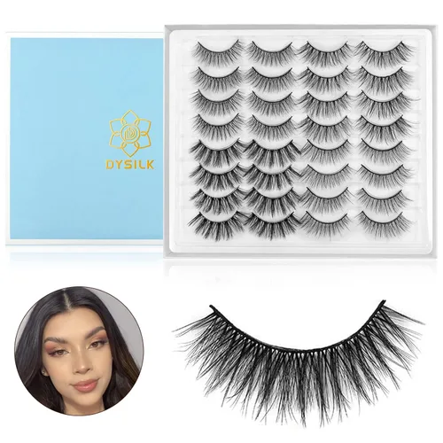 Miniatura 2 de DYSILK Pestañas postizas de visón – Pestañas postizas de aspecto natural, 16 pares de pestañas 6D, 4 estilos mezclados, largas, sintéticas, 16