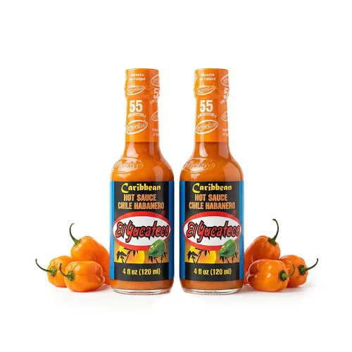 El Yucateco Caribbean Chile Habanero - Salsa picante de 4 onzas, auténtica salsa picante mexicana (paquete de 2)