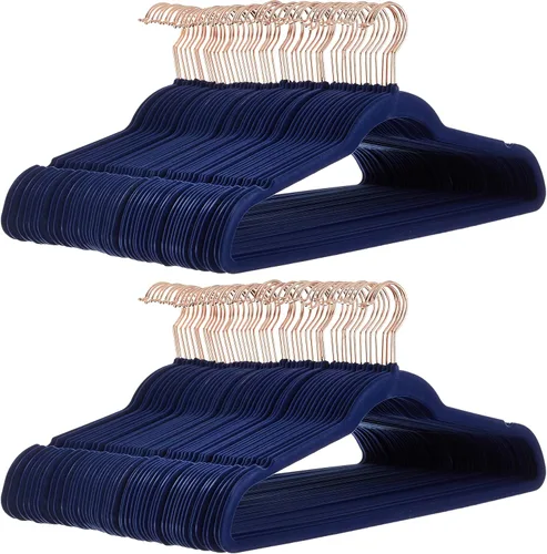 Miniatura 19 de Amazon Basics - Juego de 100 perchas para ropa, delgadas, antideslizantes y de terciopelo, color negro