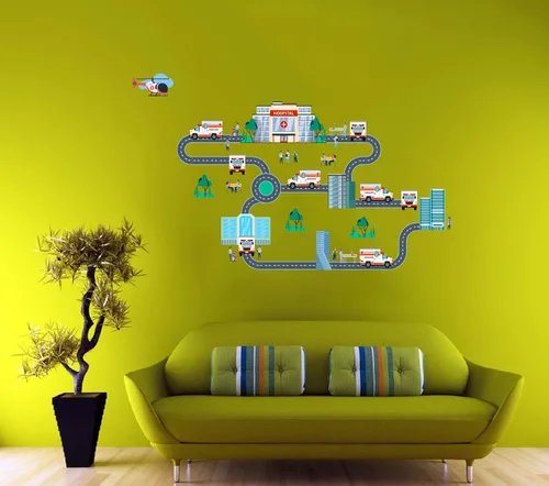 Miniatura 8 de The City - Vinilo adhesivo de vinilo para habitación de niños, camión de basura, colección de residuos sólidos, para dormitorio de niños, sala