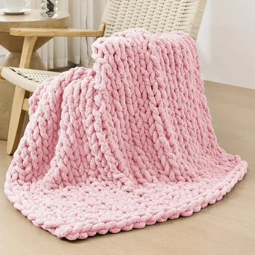 Miniatura 60 de Bigacogo Manta de punto grueso para sofá, 51 x 63 pulgadas, 100% tejida a mano con hilo de felpilla grueso jumbo, acogedoras y suaves mantas grandes