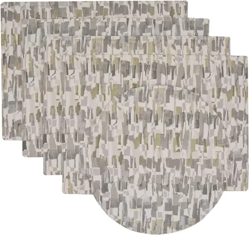 Miniatura 8 de Britto Moonstone - Juego de dos manteles individuales en forma de cuña con estampado gris