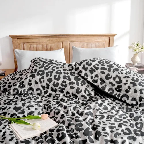 Miniatura 7 de Wajade Juego de edredón de 7 piezas con estampado de guepardo para niñas y niños, juego de ropa de cama en una bolsa para hombres y mujeres