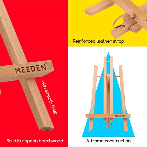 Miniatura 3 de MEEDEN Caballete de mesa de 16 pulgadas: paquete de 12 caballetes de madera de haya para pintar, soporte de lona para pintar carteles Natural