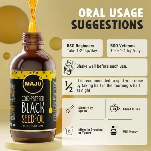 Miniatura 8 de MAJU Aceite de semilla negra – 3 veces timoquinona, prensado en frío, 100% aceite de semilla de comino negro turco, semilla negra líquida pura