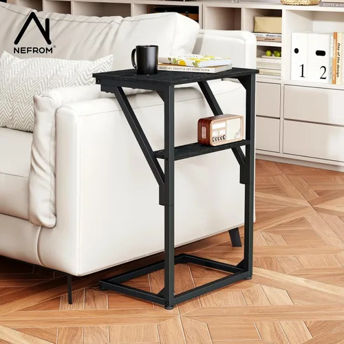 Miniatura 2 de Mesa auxiliar en forma de C, mesa auxiliar de sofá pequeño, mesa de bandeja de sofá para sala de estar, dormitorio, mesita de noche ET-D-BKW1