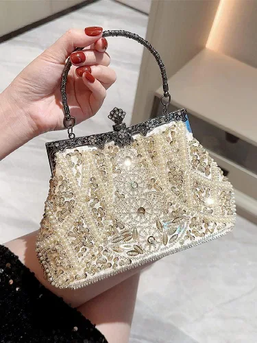 Miniatura 4 de AIJUN Bolso de noche con lentejuelas y cuentas vintage con purpurina para mujer, fiesta de los años 20, graduación, boda, cóctel