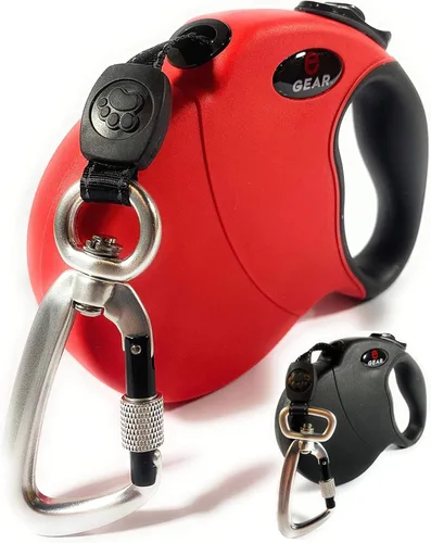 Enthusiast Gear Correa retráctil para perros grandes y medianos con mosquetón de bloqueo | Correa de poliéster reflectante fuerte de 16 pies, 1