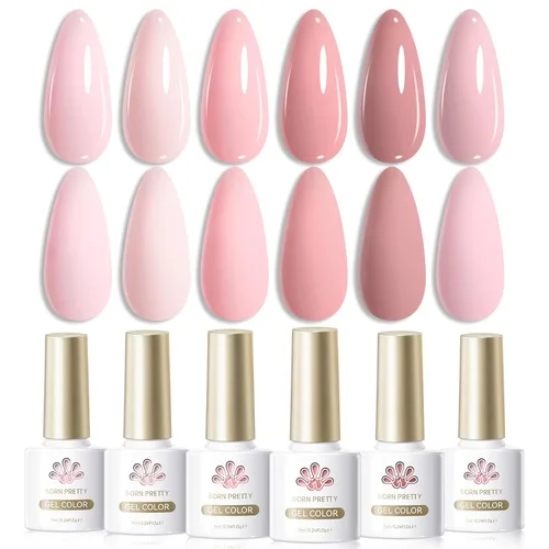Miniatura 11 de Born Pretty Esmalte de uñas de gel de color ámbar cristal marrón naranja burdeos rojo negro para otoño e invierno, esmalte de uñas transparente