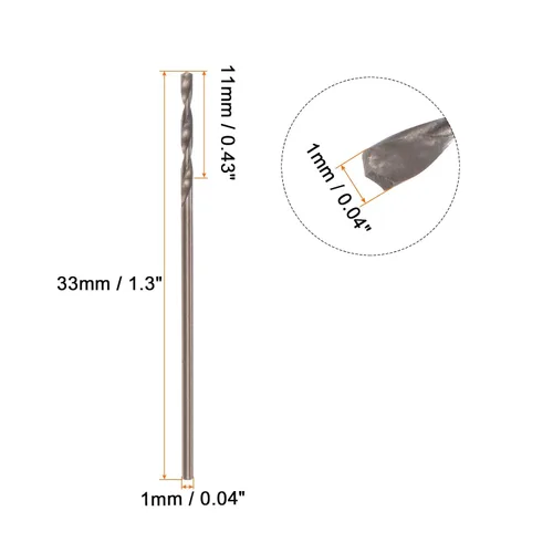 Miniatura 2 de HARFINGTON 12 brocas de cobalto, 0.039 in, M35 de alta velocidad, de acero de alta velocidad, brocas de vástago recto para metal duro, acero