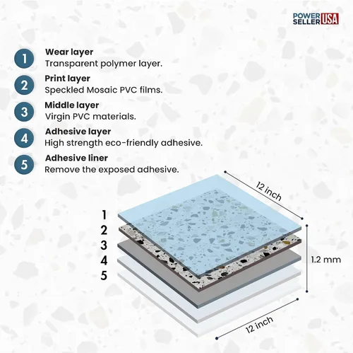 Miniatura 3 de PowerSellerUSA Azulejos de vinilo autoadhesivos, 20 unidades de 12 x 12 pulgadas con patrón de mosaico contemporáneo para despegar y pegar, azulejos