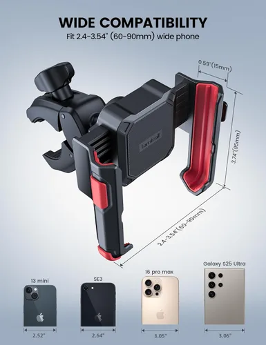 Miniatura 5 de Lamicall Soporte de Teléfono para Motocicleta y Bicicleta - [Liberación Rápida en 1s] Clip de Soporte para Teléfono Celular para Bicicleta, Rojo