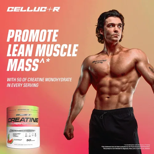 Miniatura 5 de Polvo de creatina Cellucor, sabor sandía - Aumenta la fuerza, masa muscular magra y la resistencia, creatina micronizada para una absorción rápida